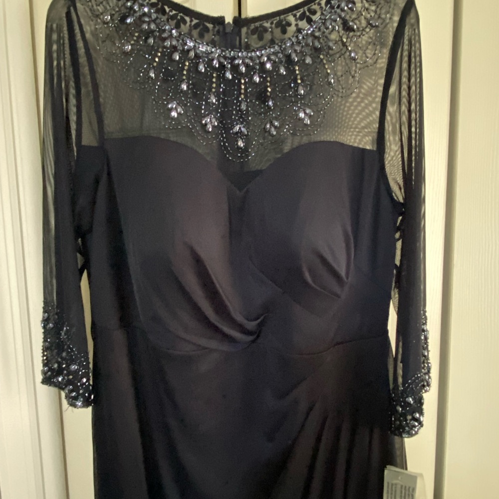 NWT Alex Apparel Elegant Evening Gown/MOB dark navy dress size 14W - Picture 2 of 16